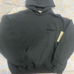 Essentials Men's Black Pullover Hoodie with Subtle Chest Logo